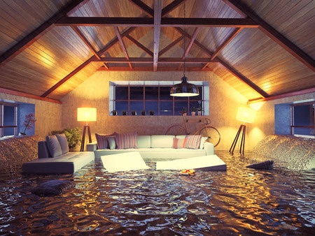 35926591 – flooding modern interior loft in the evening. 3d concept design.